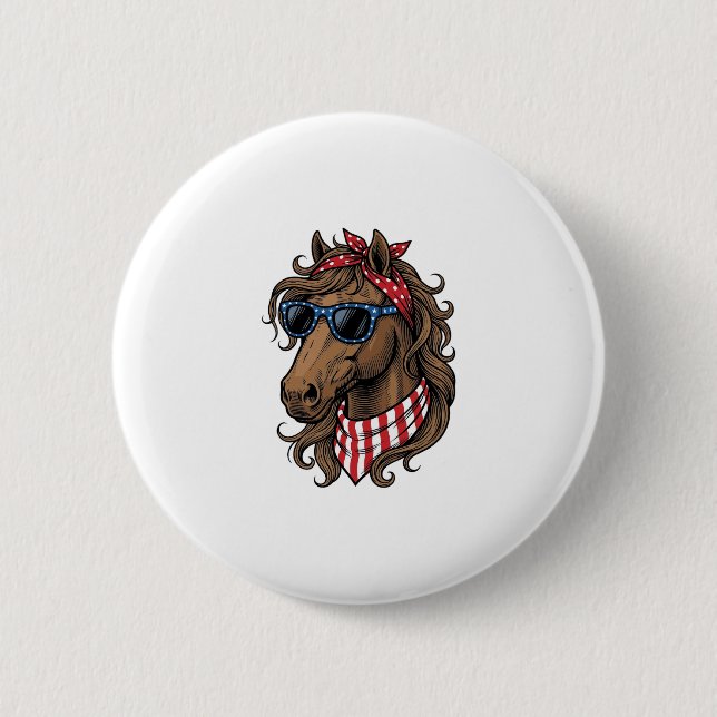 Patriotic Horse Head Vector Shirt Design_1 2 Inch Round Button (Front)