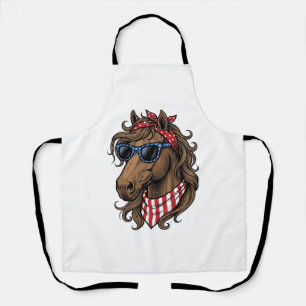 Patriotic Horse Head Vector Shirt Design_1 Apron