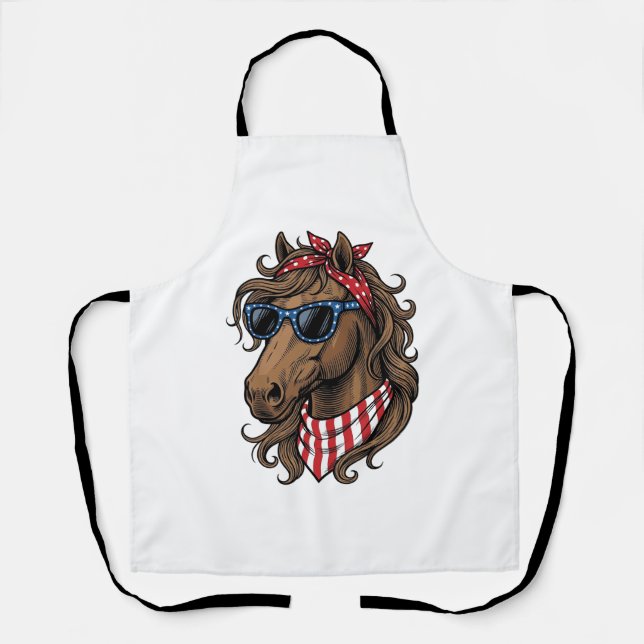 Patriotic Horse Head Vector Shirt Design_1 Apron (Front)
