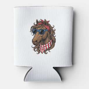 Patriotic Horse Head Vector Shirt Design_1 Can Cooler