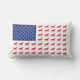 Patriotic Horse Lumbar Pillow