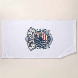 Patriotic Horse Ranch Mom Vector Graphic Tee_1 Beach Towel