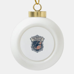 Patriotic Horse Ranch Mom Vector Graphic Tee_1 Ceramic Ball Christmas Ornament