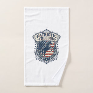 Patriotic Horse Ranch Mom Vector Graphic Tee_1 Hand Towel