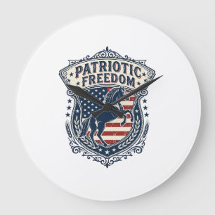 Patriotic Horse Ranch Mom Vector Graphic Tee_1 Large Clock