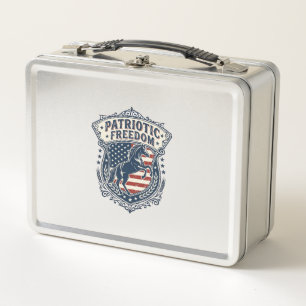 Patriotic Horse Ranch Mom Vector Graphic Tee_1 Metal Lunch Box