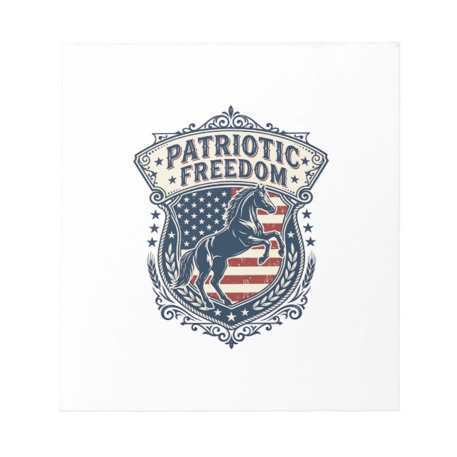 Patriotic Horse Ranch Mom Vector Graphic Tee_1 Notepad (Front)