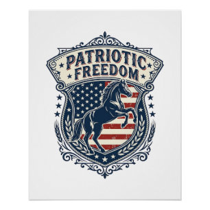 Patriotic Horse Ranch Mom Vector Graphic Tee_1 Poster