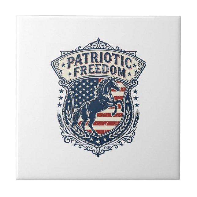 Patriotic Horse Ranch Mom Vector Graphic Tee_1 Tile (Front)