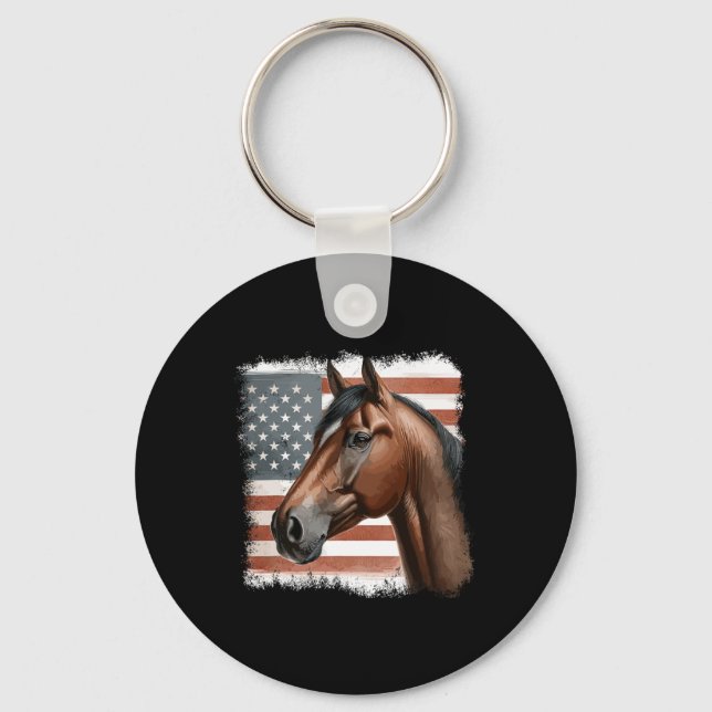 Patriotic Horse Riding2  Keychain (Front)