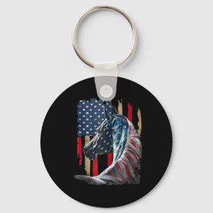 Patriotic Horse Usa Flag Vintage Horse 4th Of July Keychain