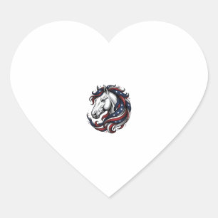 Patriotic Horse Vintage Engraving Vector Art Heart Sticker