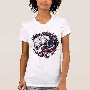 Patriotic Horse Vintage Engraving Vector Art T-Shirt