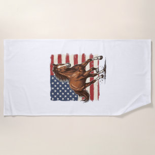 Patriotic Horse Vintage Western Vector Design_1 Beach Towel