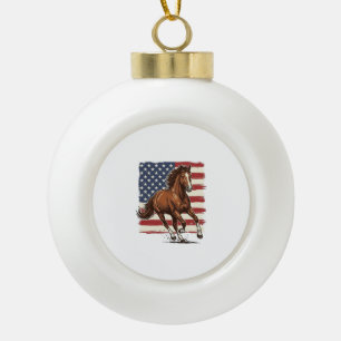 Patriotic Horse Vintage Western Vector Design_1 Ceramic Ball Christmas Ornament