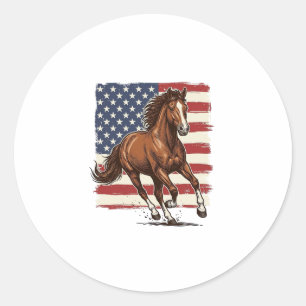 Patriotic Horse Vintage Western Vector Design_1 Classic Round Sticker