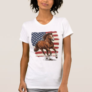 Patriotic Horse Vintage Western Vector Design_1 T-Shirt