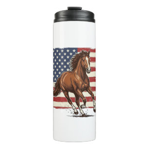 Patriotic Horse Vintage Western Vector Design_1 Thermal Tumbler