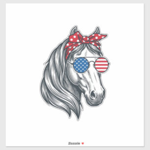 Patriotic Horse With Flag Sunglasses Vintage Vecto