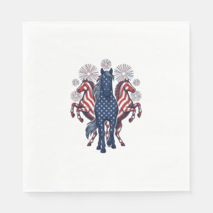Patriotic Horses Vintage Fireworks Vector Design Napkin