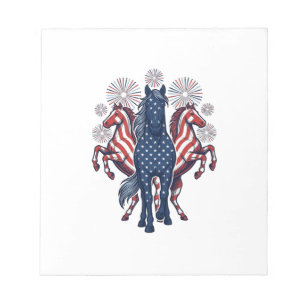 Patriotic Horses Vintage Fireworks Vector Design Notepad
