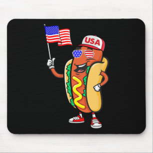 Patriotic Hot Dog American Flag Usa Funny 4th Of J Mouse Pad