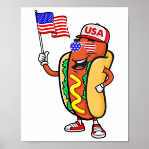 Patriotic Hot Dog American Flag Usa Funny 4th Of J Poster