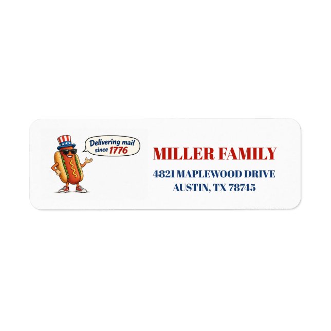Patriotic Hot Dog Return Address Labels  (Front)