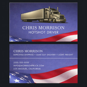 Patriotic Hotshot Driver Trucking Truck  Business Card
