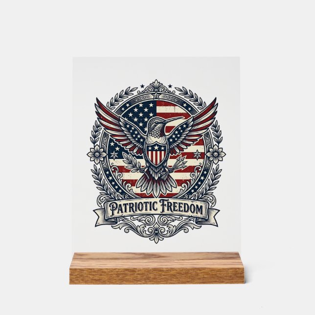 Patriotic Hummingbird Acrylic Sign (Front)