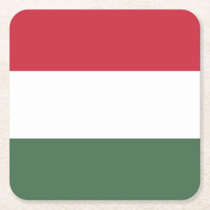 Patriotic Hungary Flag Square Paper Coaster