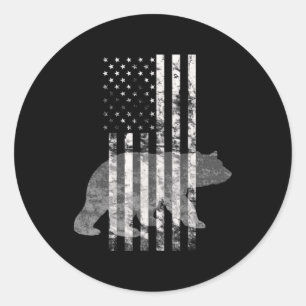 Patriotic Hunting Bear American flag  Hunters Classic Round Sticker