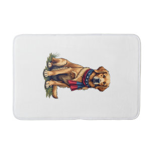 Patriotic Hunting Golden Retriever Vintage Tee 4 Bath Mat