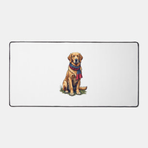 Patriotic Hunting Golden Retriever Vintage Tee 4 Desk Mat