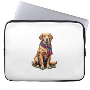 Patriotic Hunting Golden Retriever Vintage Tee 4 Laptop Sleeve