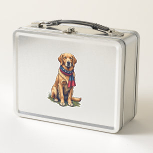 Patriotic Hunting Golden Retriever Vintage Tee 4 Metal Lunch Box
