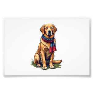 Patriotic Hunting Golden Retriever Vintage Tee 4 Photo Print