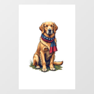 Patriotic Hunting Golden Retriever Vintage Tee 4 Window Cling