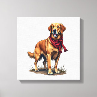 Patriotic Hunting Golden Retriever Vintage Tee Canvas Print