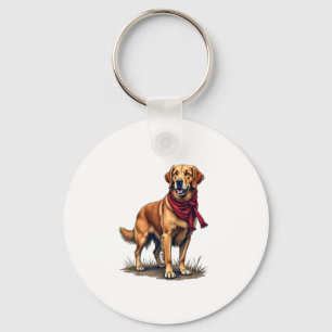 Patriotic Hunting Golden Retriever Vintage Tee Keychain