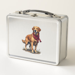 Patriotic Hunting Golden Retriever Vintage Tee Metal Lunch Box