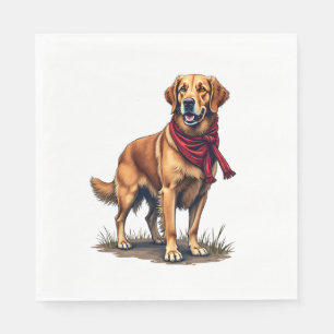 Patriotic Hunting Golden Retriever Vintage Tee Napkin