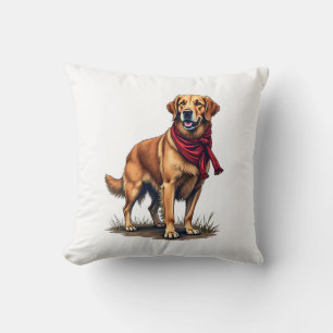 Patriotic Hunting Golden Retriever Vintage Tee Throw Pillow