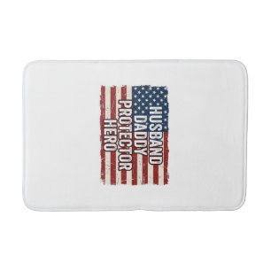 Patriotic Husband Daddy Protector Hero Flag Shirt  Bath Mat