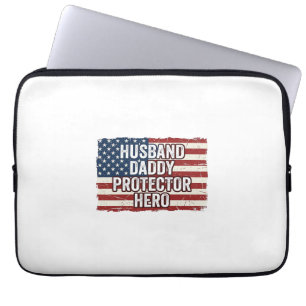 Patriotic Husband Daddy Protector Hero Flag Shirt  Laptop Sleeve