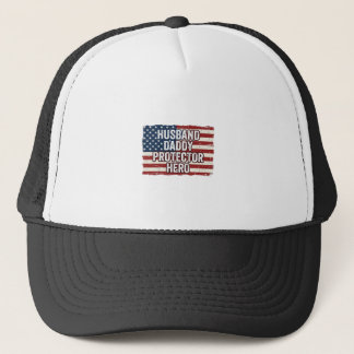 Patriotic Husband Daddy Protector Hero Flag Shirt  Trucker Hat