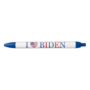 Patriotic I Heart Love Joe Biden Flag Black Ink Pen