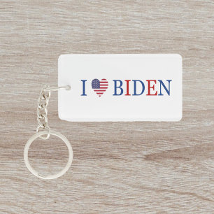 Patriotic I Heart Love Joe Biden Flag Keychain