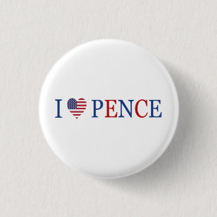 Patriotic I Heart Love Mike Pence Flag 1 Inch Round Button
