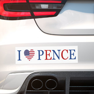 Patriotic I Heart Love Mike Pence Flag Bumper Sticker